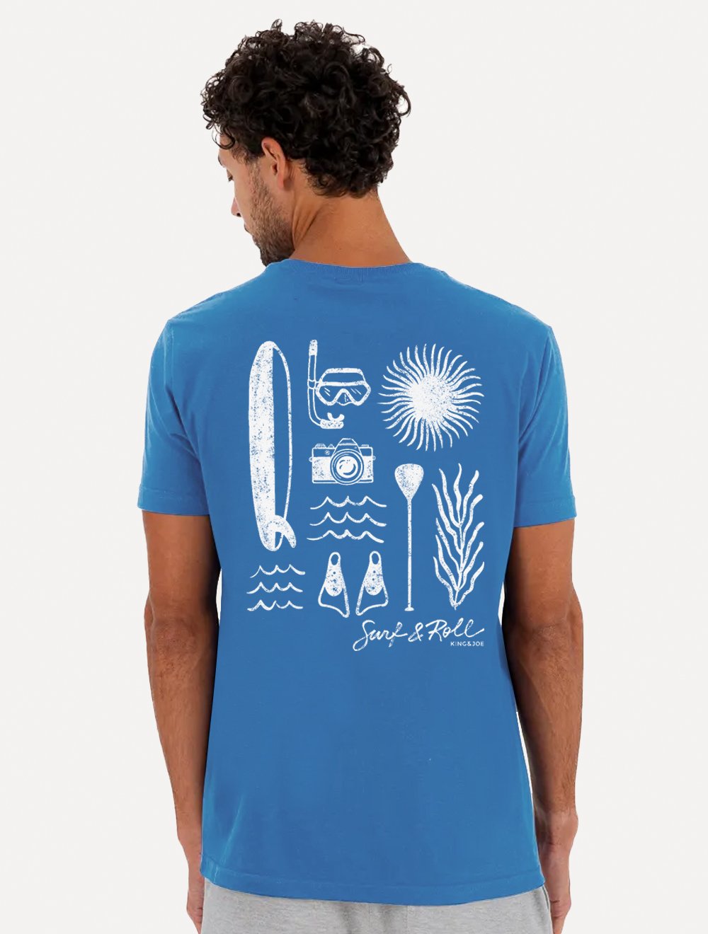 Camiseta King & Joe Masculina Slim Surf&Roll Azul