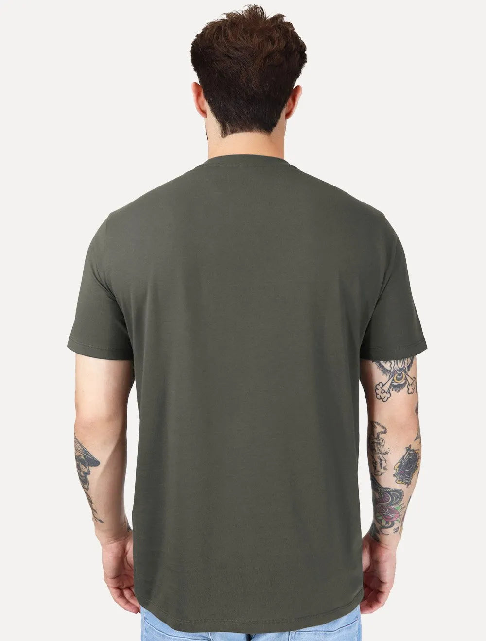 Camiseta Armani Exchange Masculina Milano New York Frontal Logo Verde Musgo