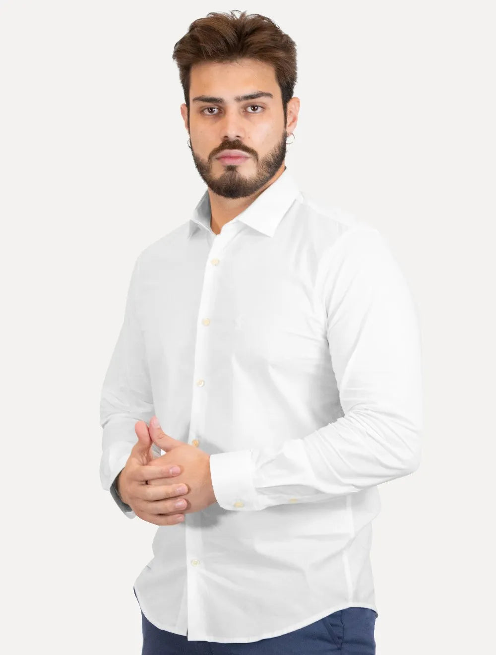 Camisa Ralph Lauren Masculina Slim Office Mono Stretch Branca