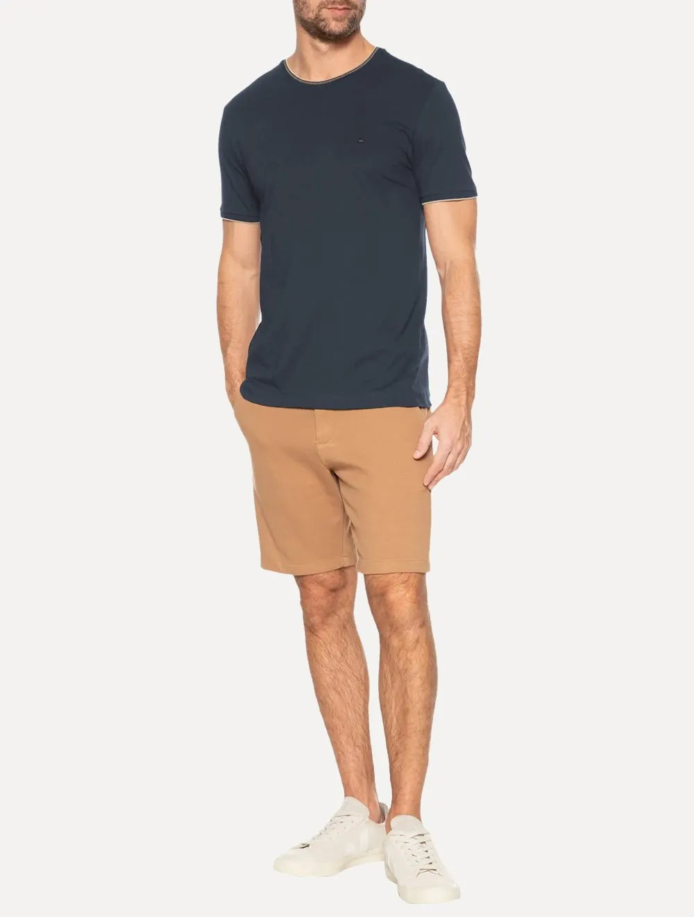 Camiseta Aramis Masculina Gold Friso Gola Azul Marinho