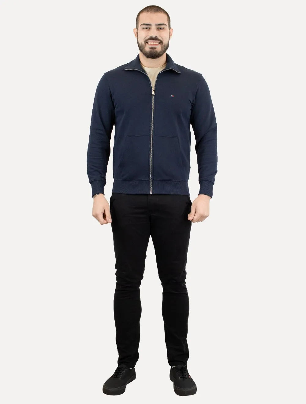 Moletom Tommy Hilfiger Masculino Essential Terry Zip-Thru Azul Marinho