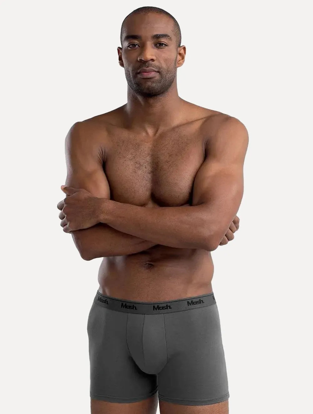 Cueca Mash Boxer Cotton Basic Preta/ Chumbo Pack 2UN