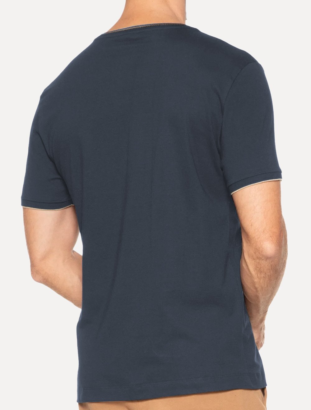 Camiseta Aramis Masculina Gold Friso Gola Azul Marinho