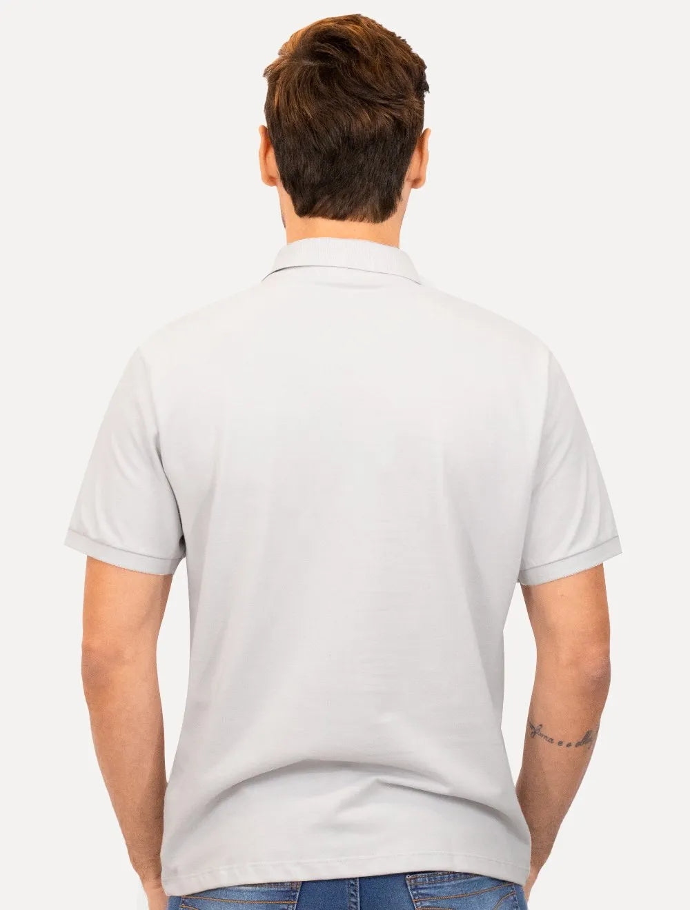 Polo Ellus Masculina Piquet Classic Easa Cinza Claro