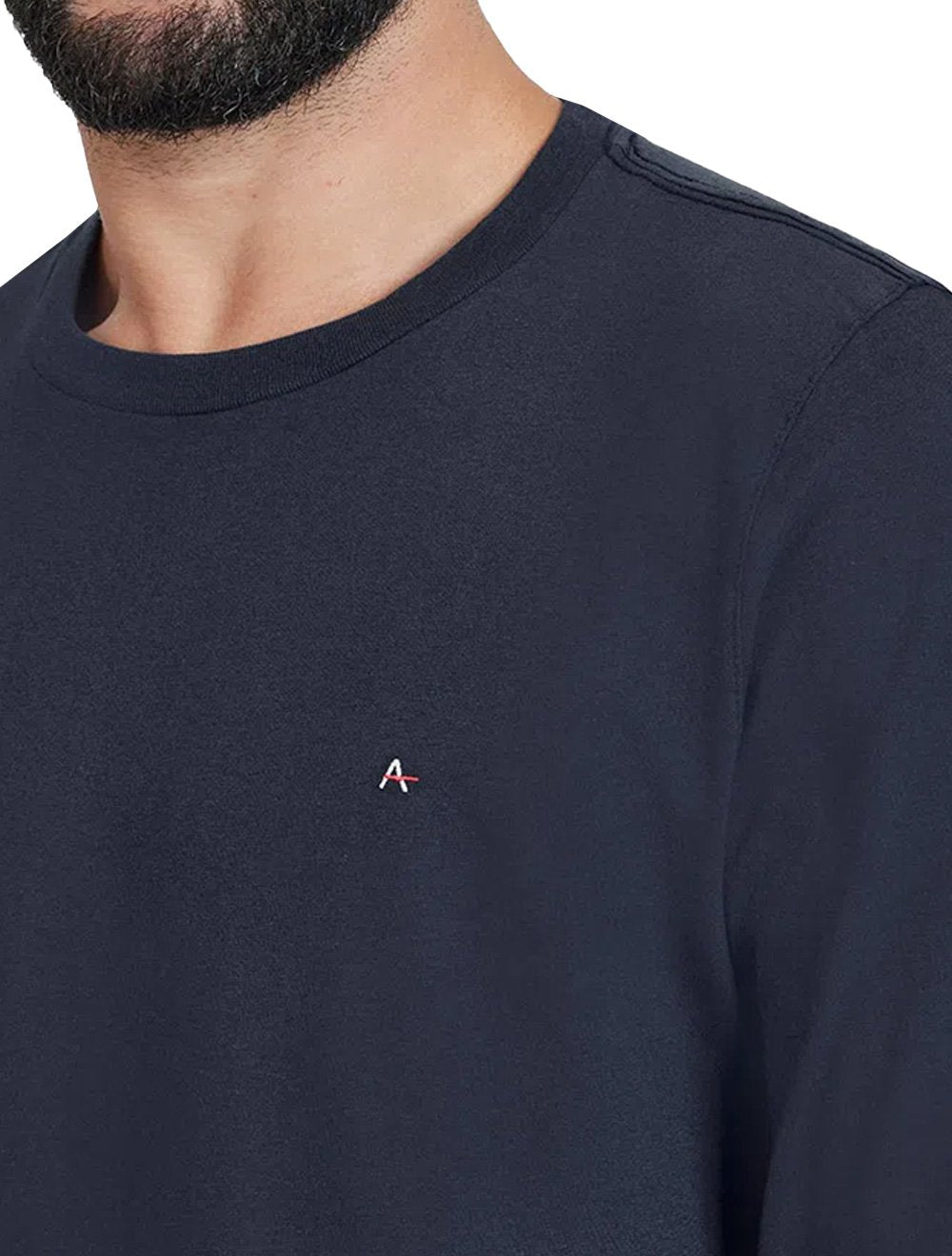 Camiseta Aramis Masculina Manga Longa Basica Logo Azul Marinho