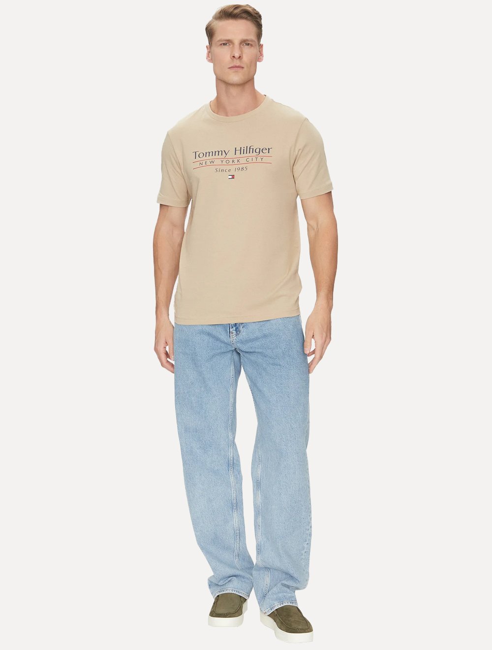 Camiseta Tommy Hilfiger Masculina Center Stack Cáqui