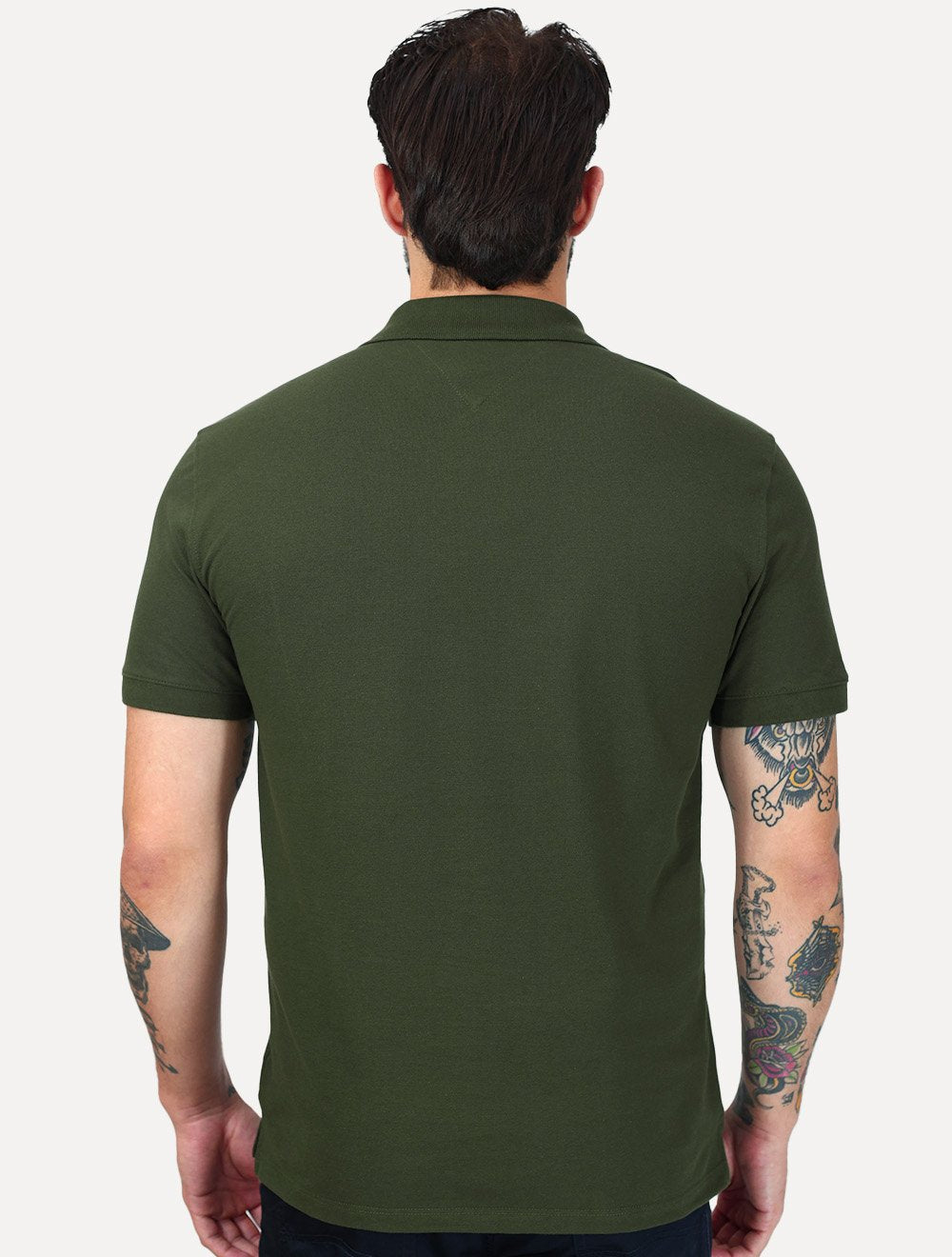 Polo Tommy Hilfiger Masculina Piquet Regular Placket Verde Escuro