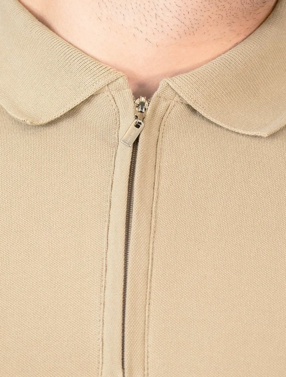Polo Aramis Masculina Piquet Ziper Cáqui Escuro