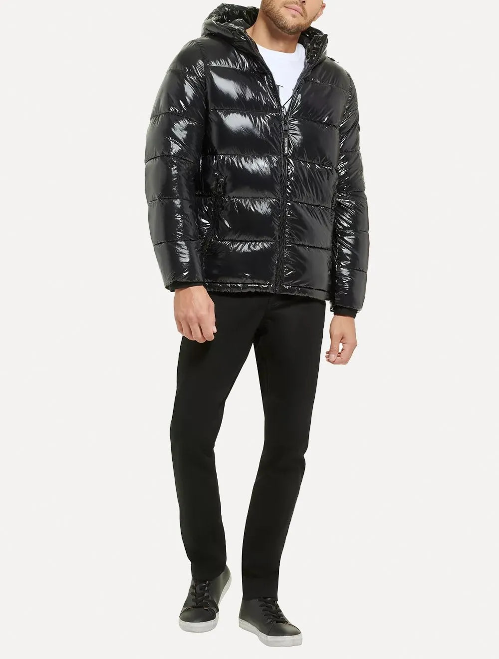 Jaqueta Calvin Klein Masculina Hoodie Matelassê Arm Logo Preta