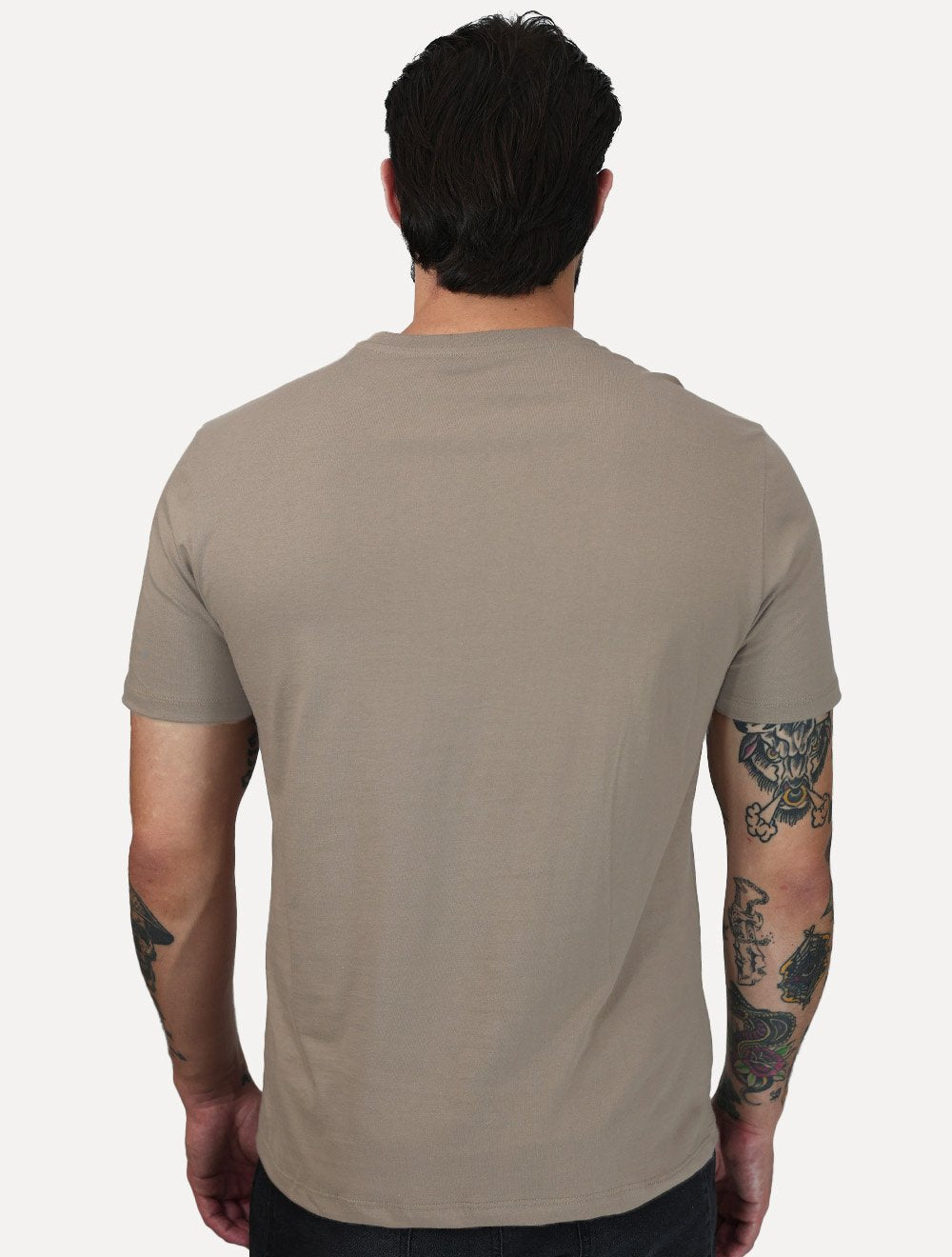 Camiseta Calvin Klein Masculina Meia Malha Big CK Logo Caqui Médio