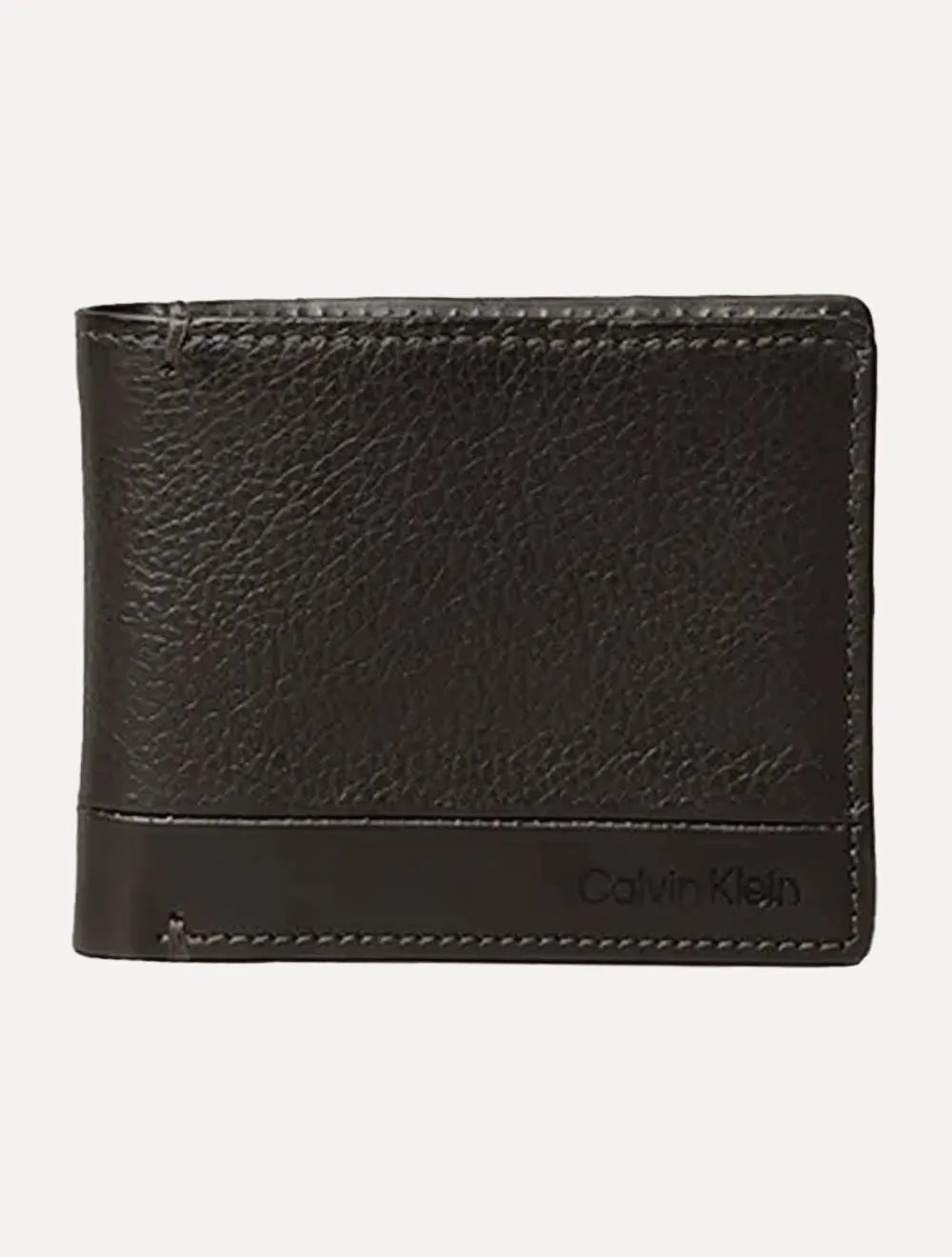 Carteira Calvin Klein Couro Horizontal Logo Floater Recorte Marrom