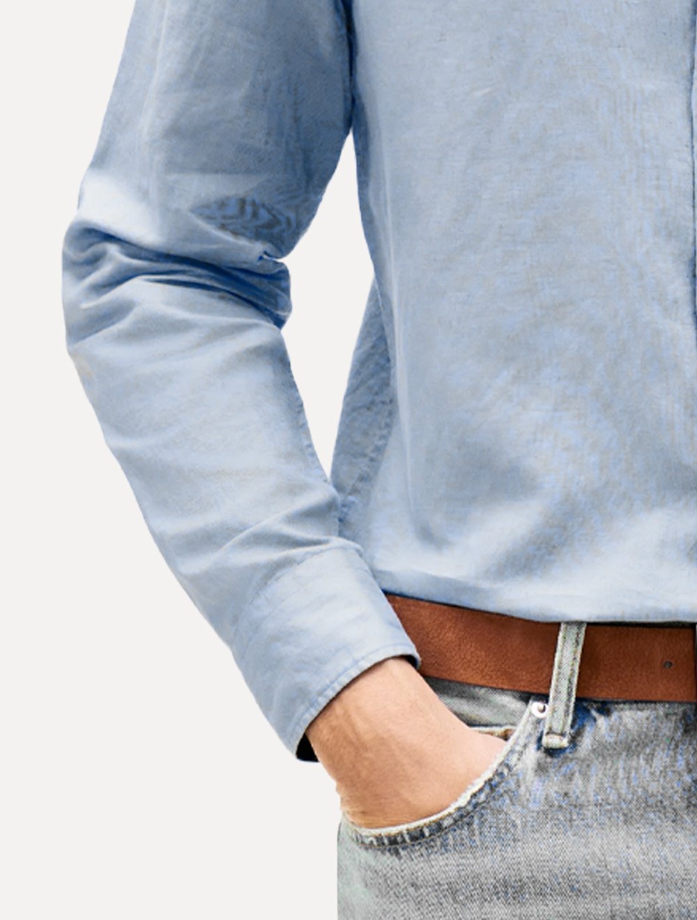 Camisa Tommy Hilfiger Masculina Regular Poplin Semi Spread Azul Médio