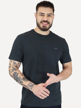 Camiseta Calvin Klein Masculina Piquet Rubber Patch Mono Logo Azul Marinho