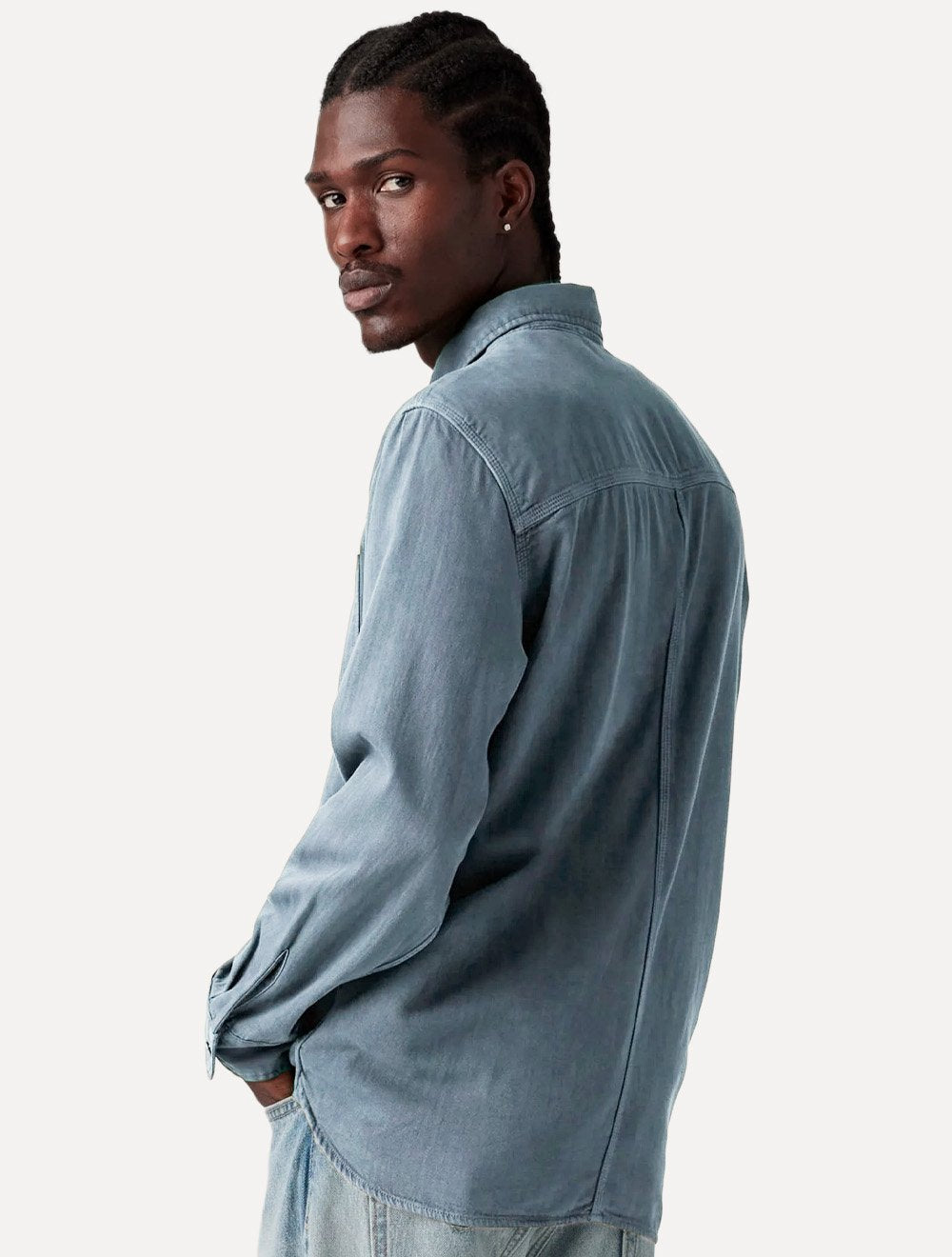 Camisa Levis Masculina Jeans Auburn Worker Azul Mescla