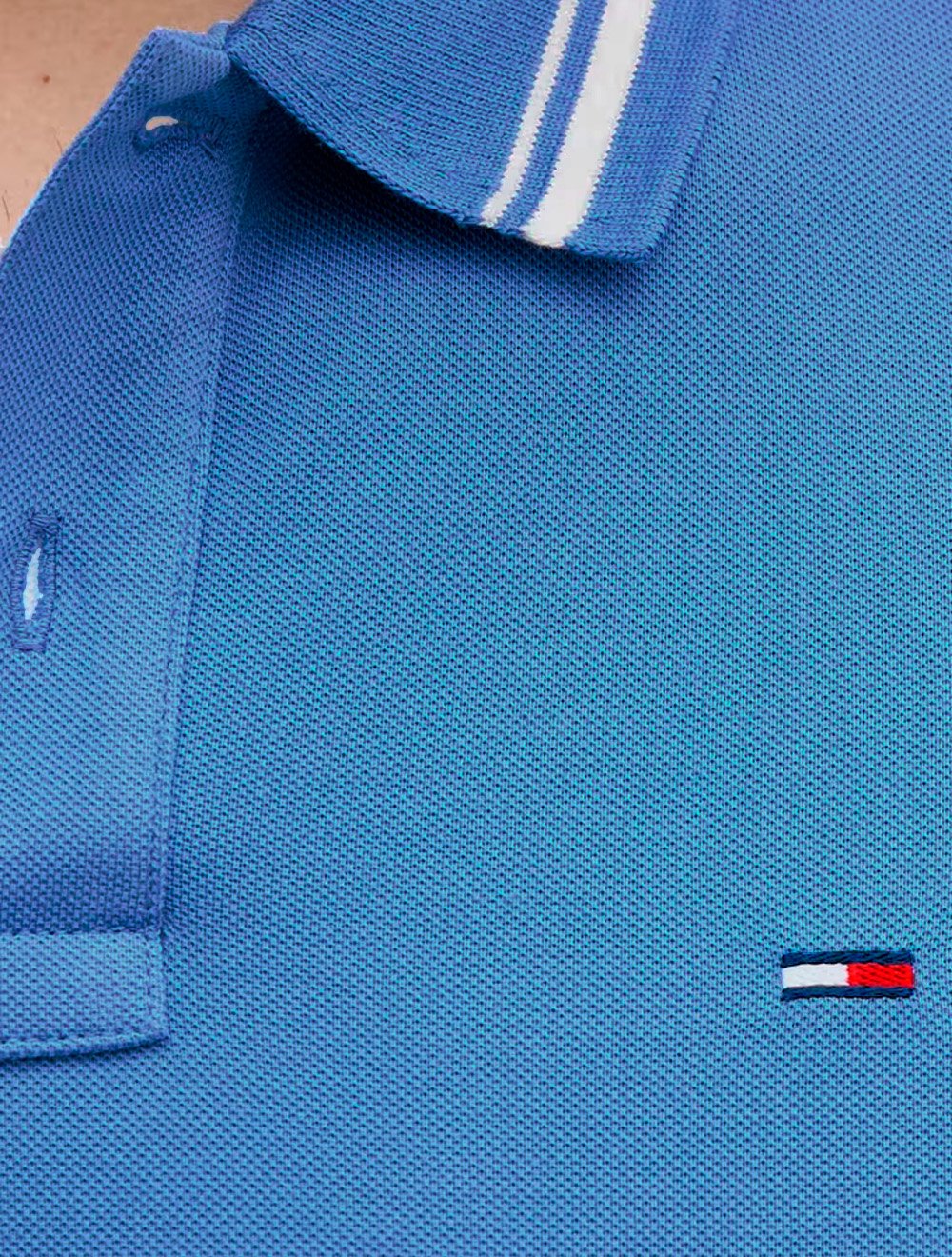 Polo Tommy Jeans Masculina Piquet Regular Tipped Azul
