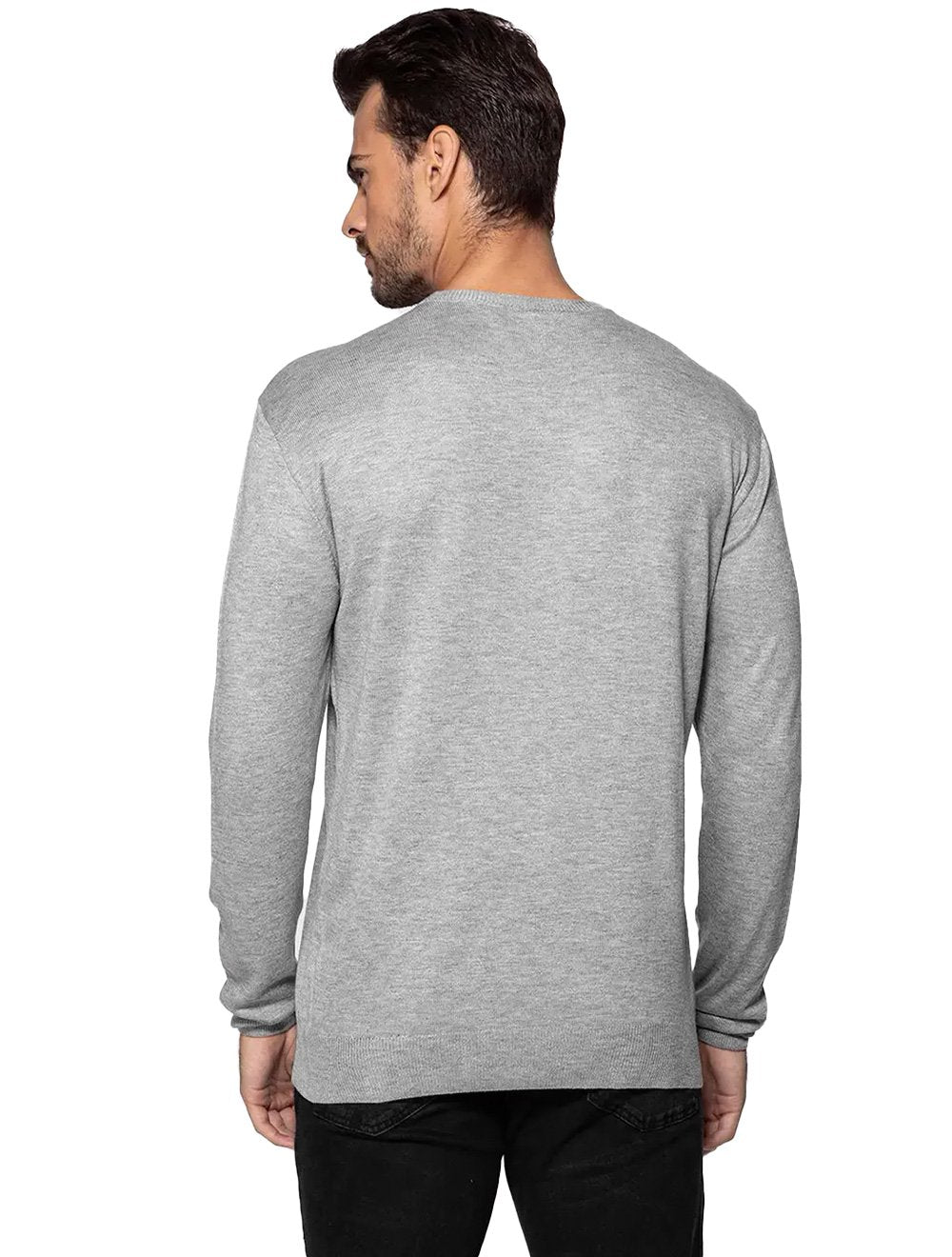 Suéter Guess Masculino Tricot Pullover Basico Cinza Mescla