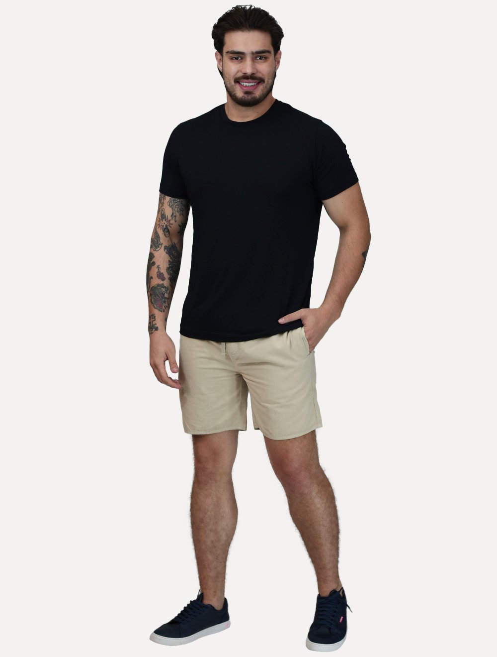 Short Aramis Masculino Elástico Color Liso Cáqui