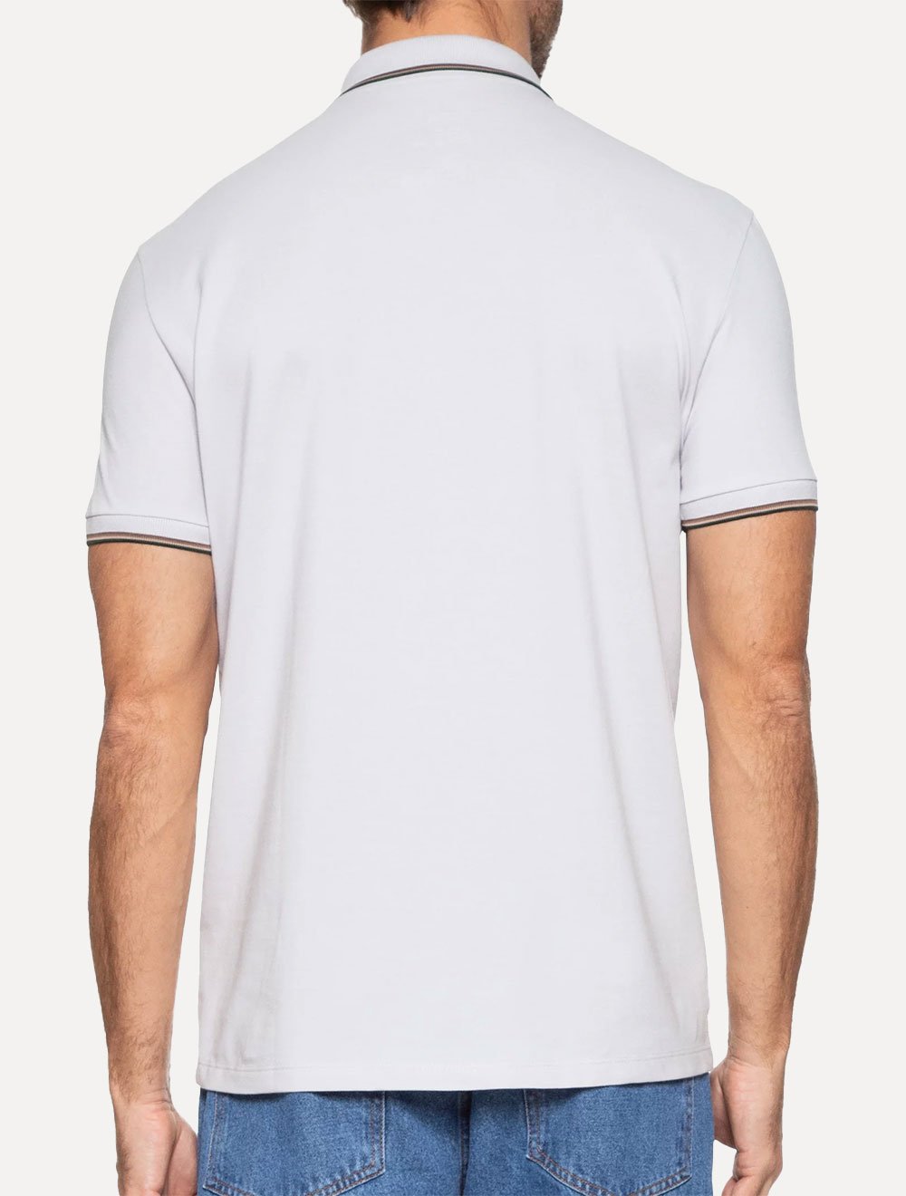Polo Ellus Masculina Piquet Classic Easa Friso Cinza Claro