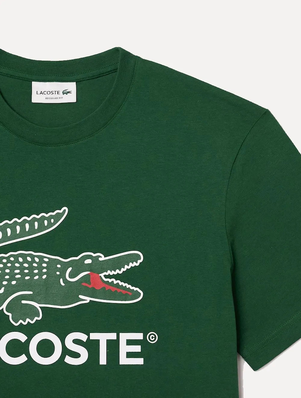 Camiseta Lacoste Masculina Jersey Croco Signature Logo Verde Escuro