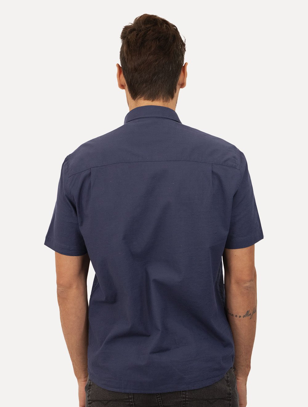 Camisa Ellus Masculina Regular Manga Curta Linen Like Surf New Italian Marinho