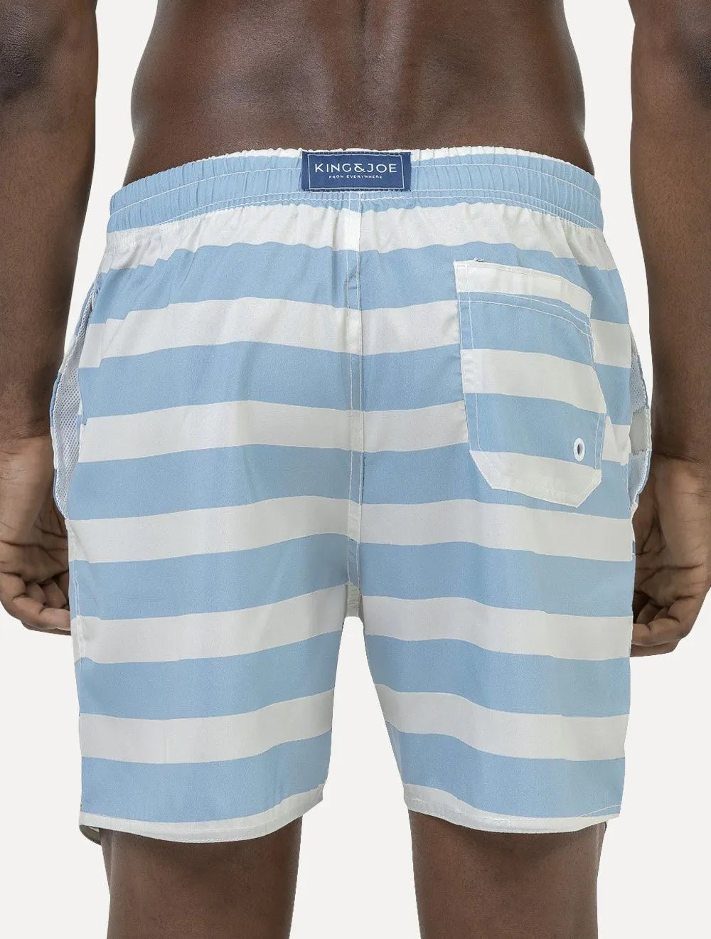 Short King & Joe Masculina Nylon Listrado Azul Claro