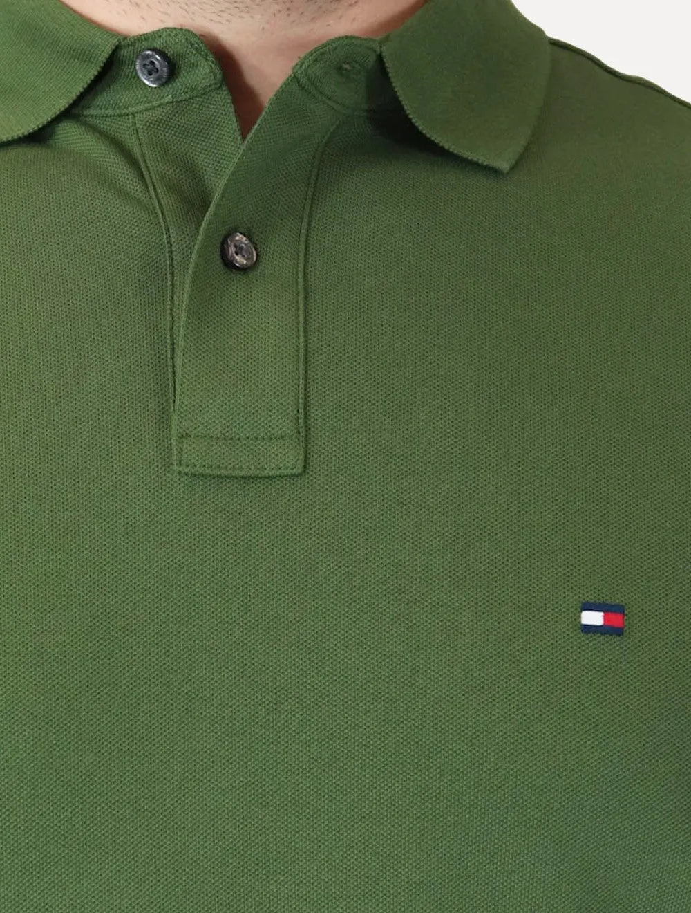 Polo Tommy Hilfiger Masculina Regular Piquet 1985 Verde Musgo