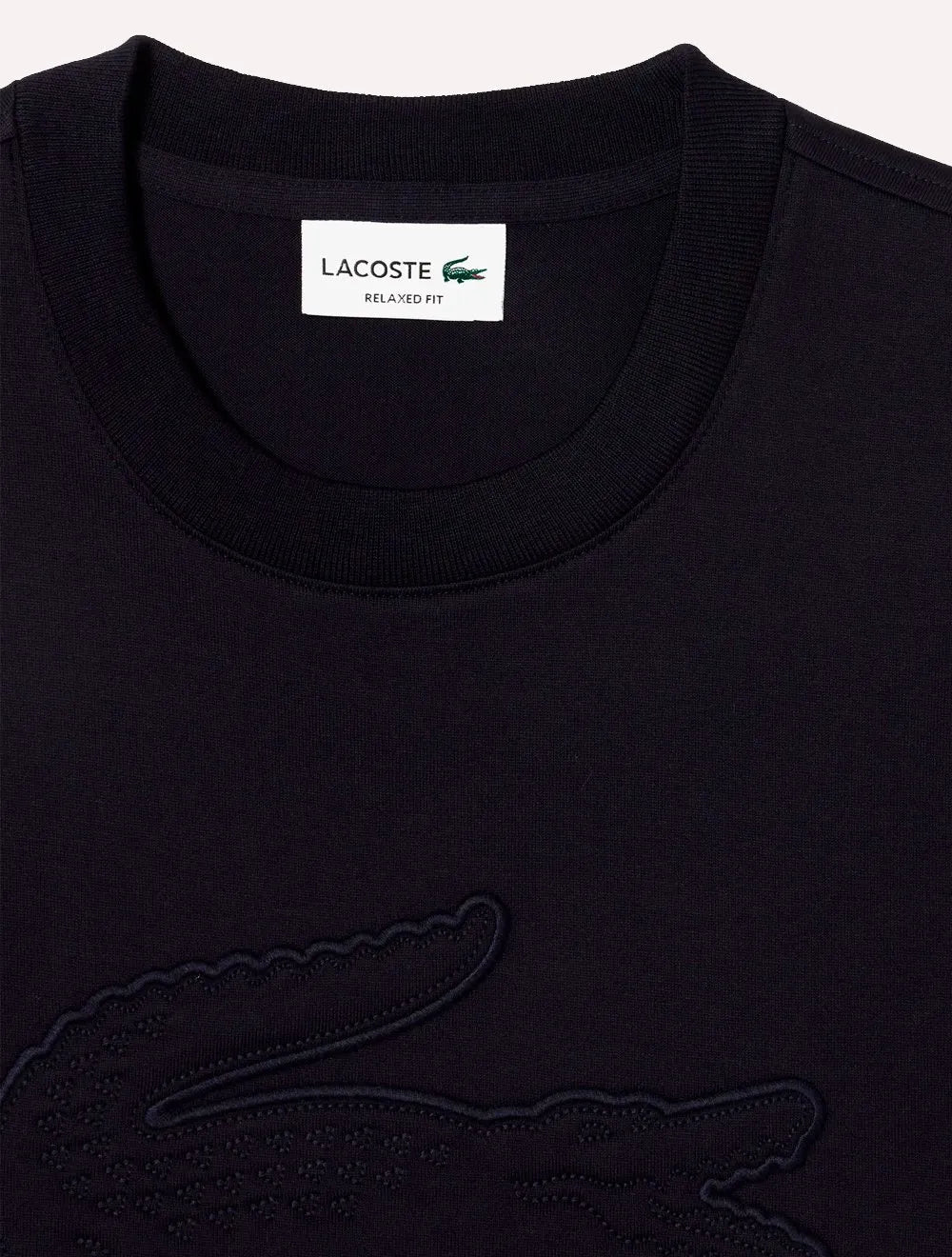 Camiseta Lacoste Masculina Relaxed Fit Quilted Badge Jersey Azul Marinho