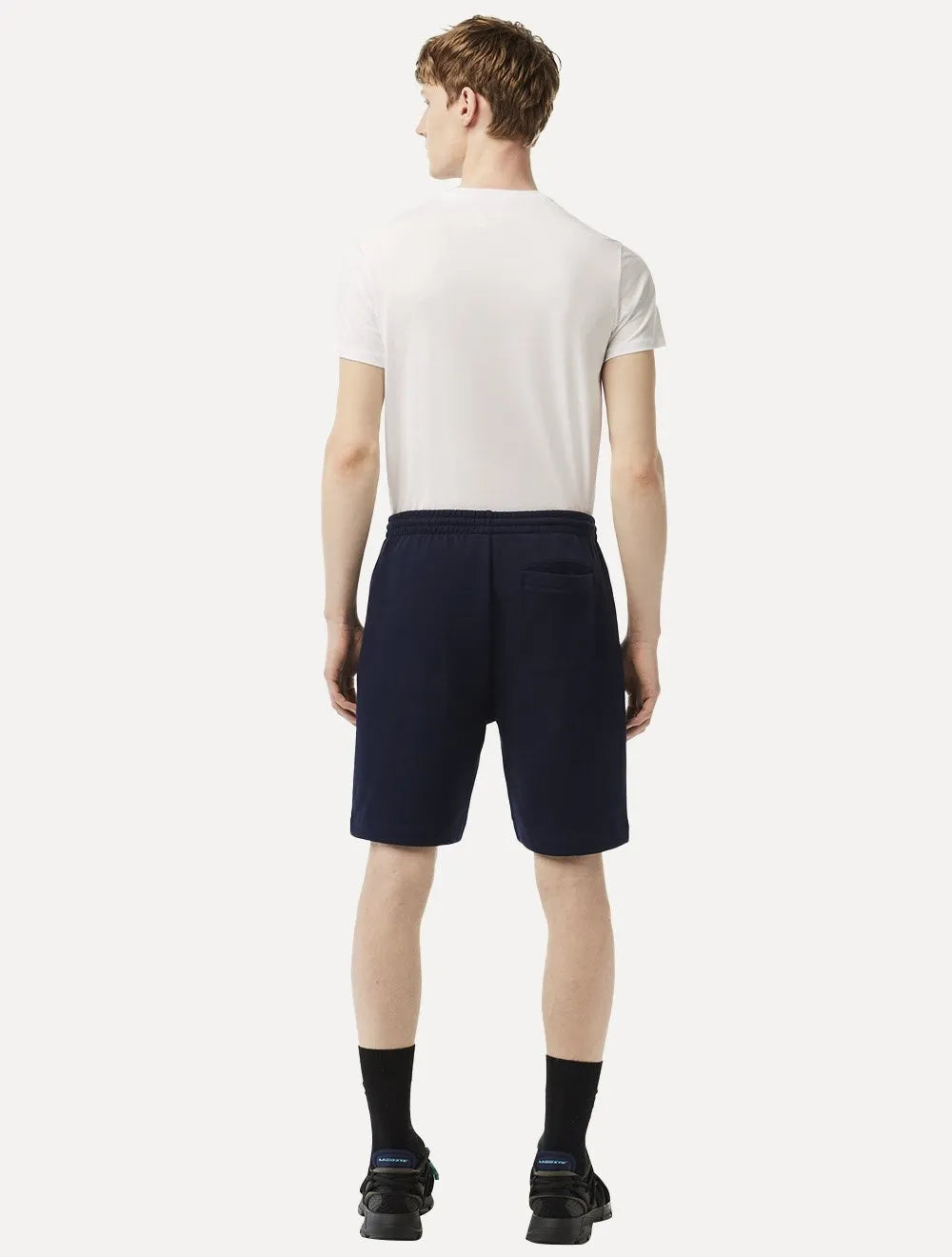 Bermuda Lacoste Masculina Moletom Basica Lisa Azul Marinho