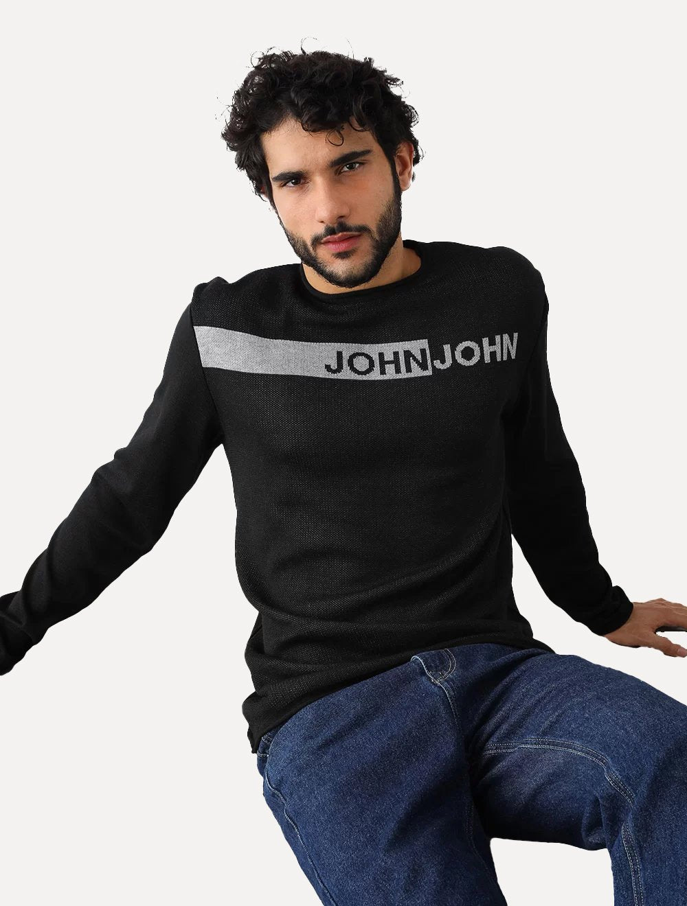 Tricot John John Masculino J Sash Preto Mescla