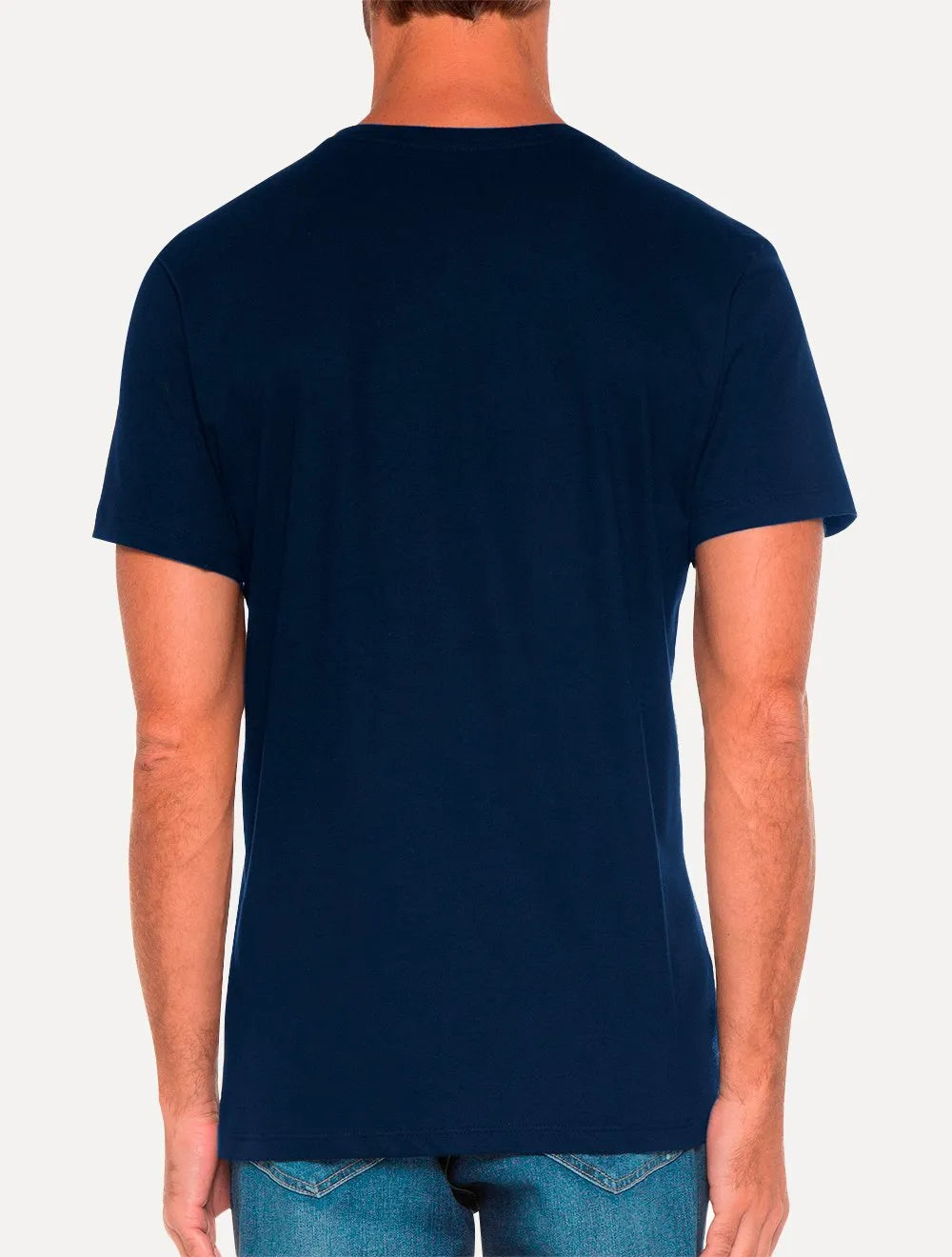 Camiseta Von der Volke Masculina Origineel V-Neck Basis Logo Azul Marinho