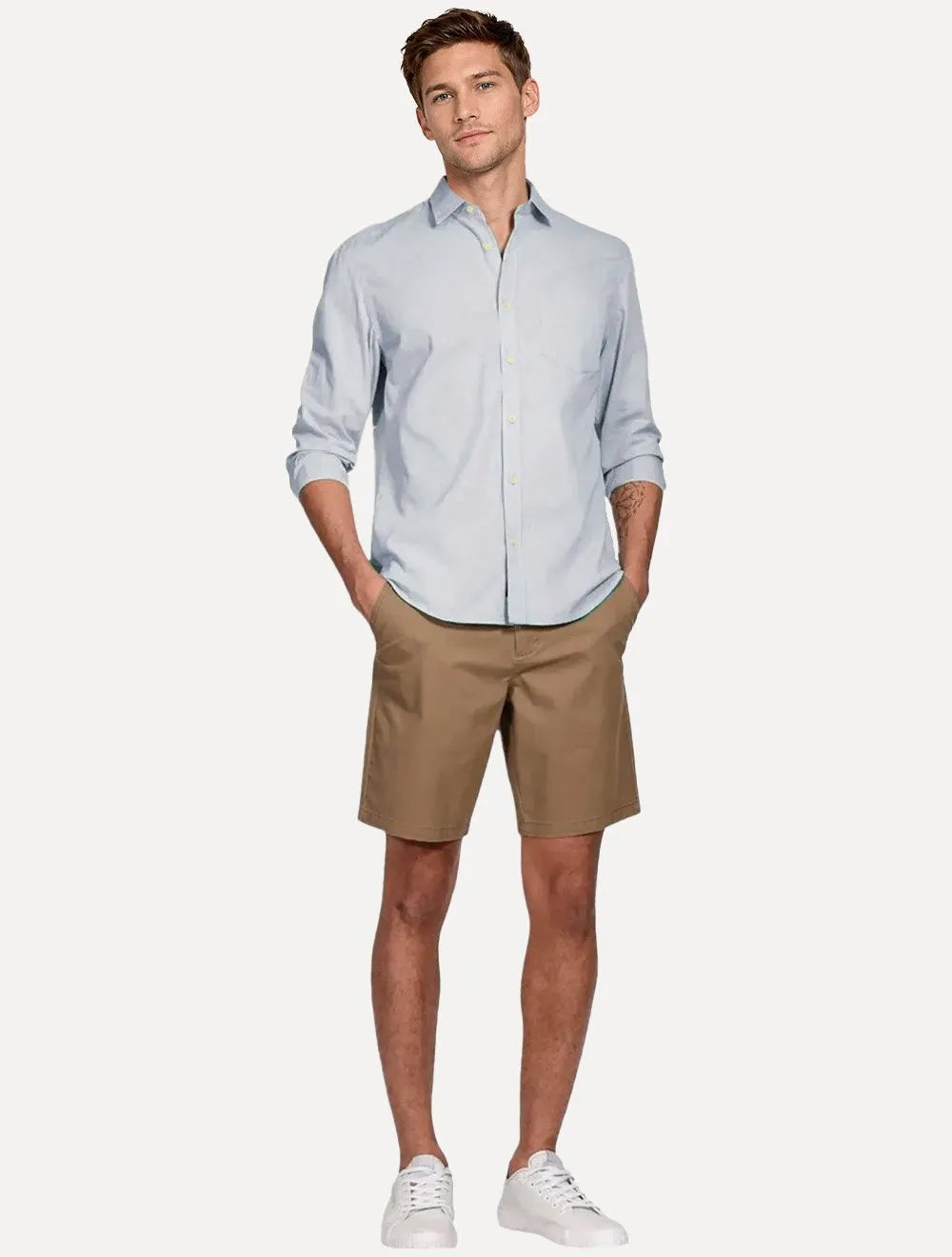 Camisa Aramis Masculina Regular Algodão Lotte Pocket Azul Médio