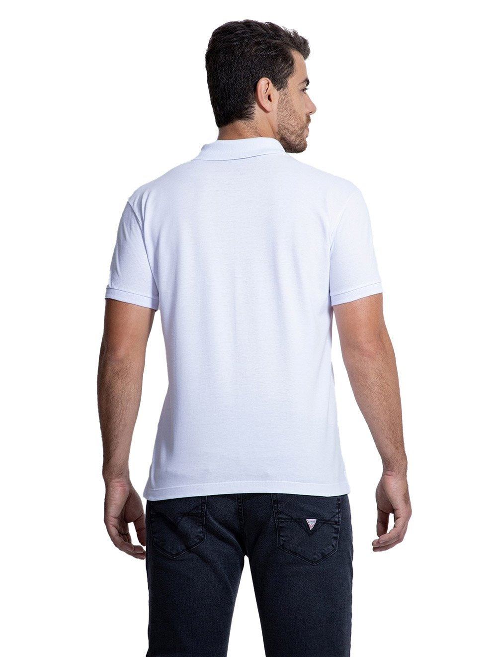 Polo Guess Masculina Piquet Tag Logo Branca