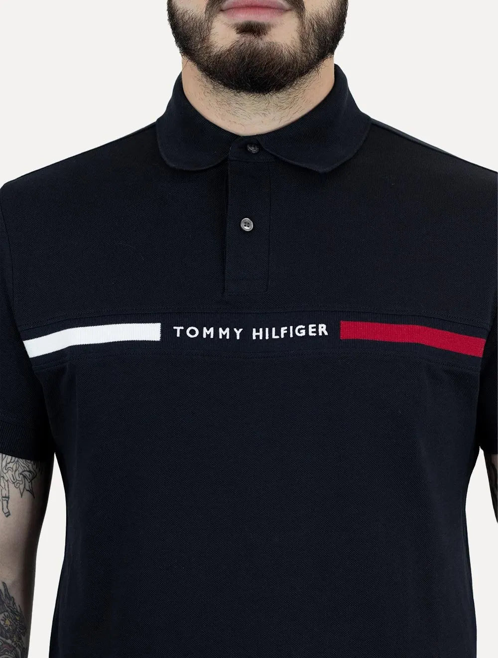 Polo Tommy Hilfiger Masculina Regular Chest Insert Logo Azul Marinho