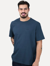 Camiseta Individual Masculina Comfort Relevo Silk Logo Azul Marinho