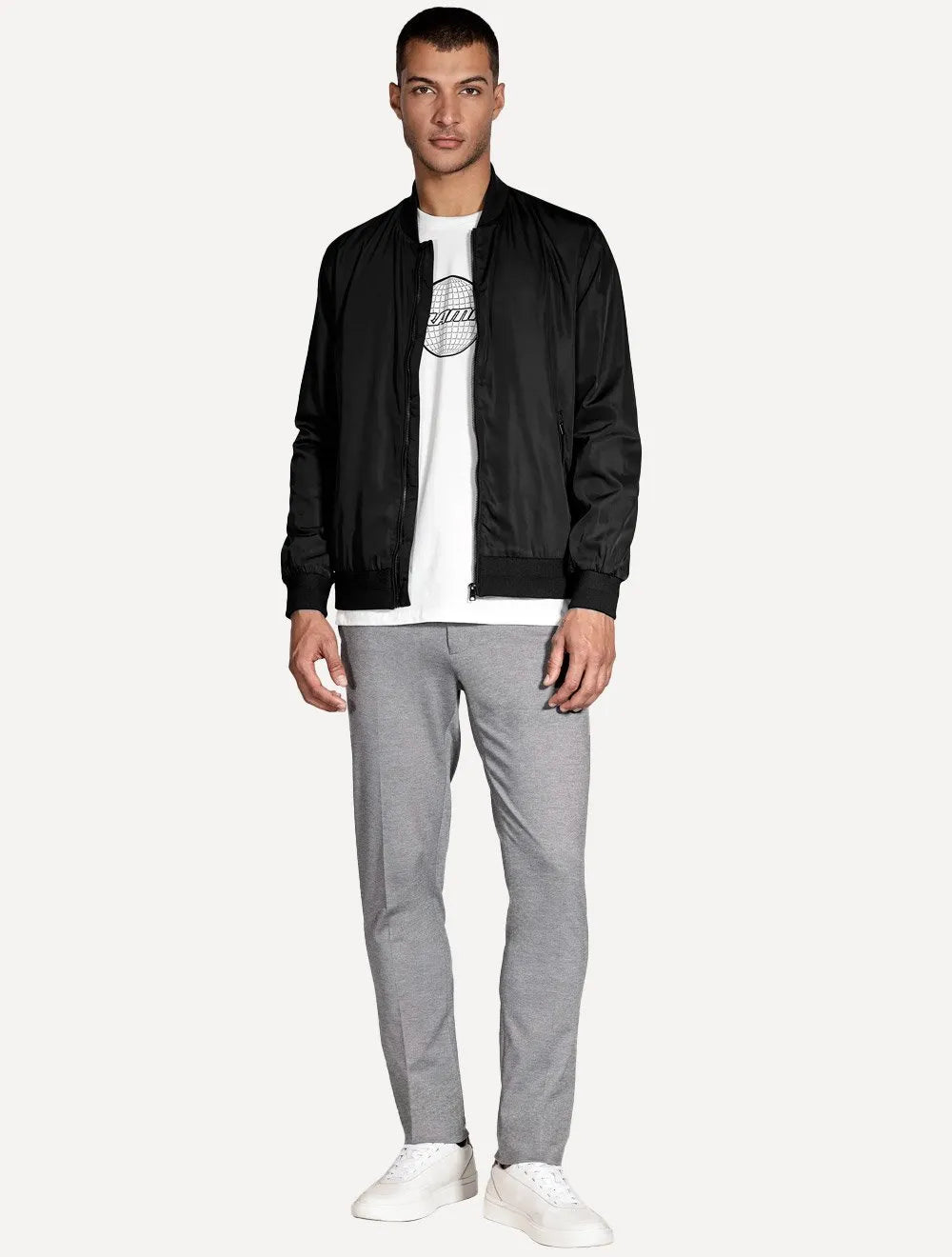 Jaqueta Aramis Masculina Nylon Bomber Liquid Repeller Preta