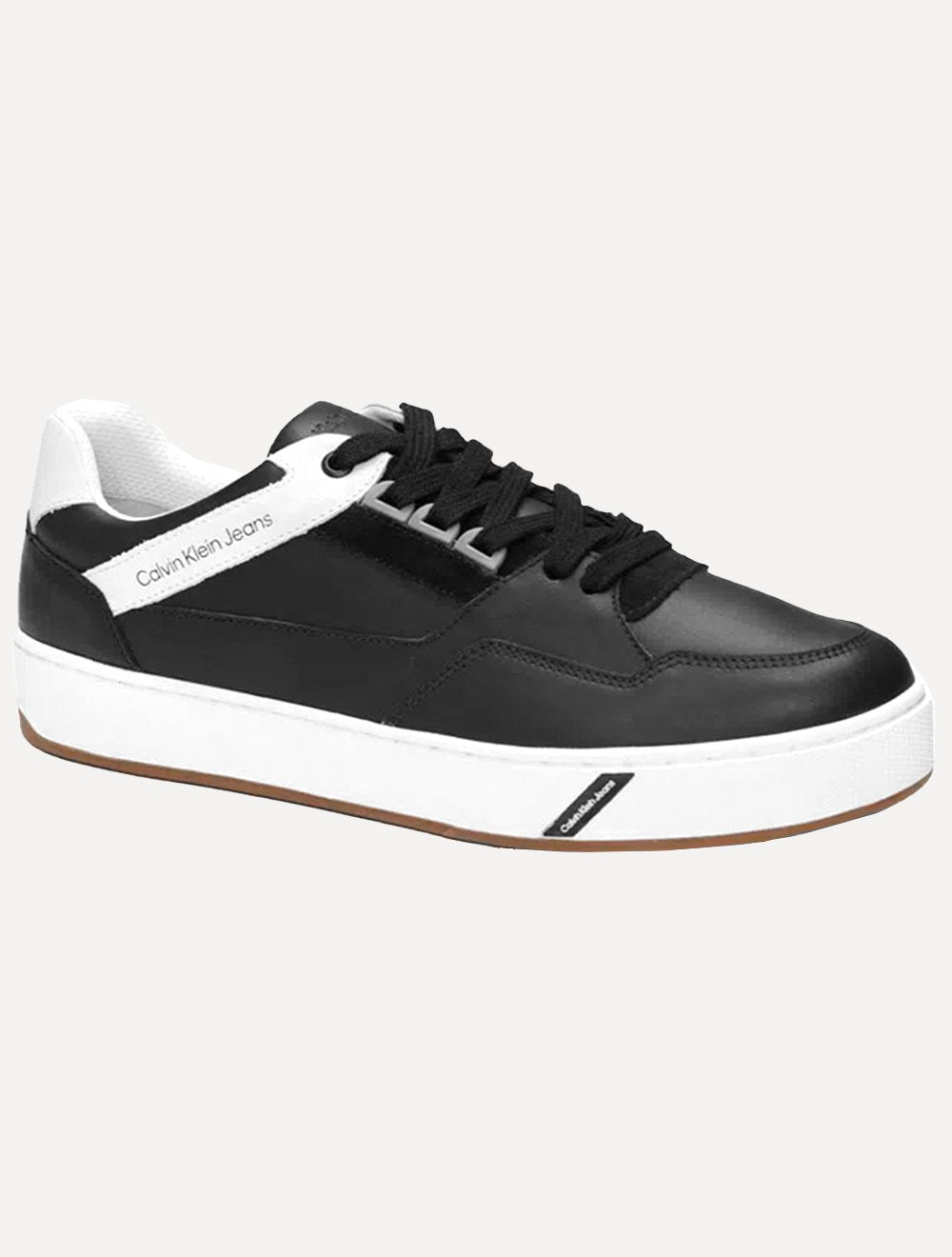 Tênis Calvin Klein Jeans Masculino Couro Sash Logo Basico Cinza/Preto