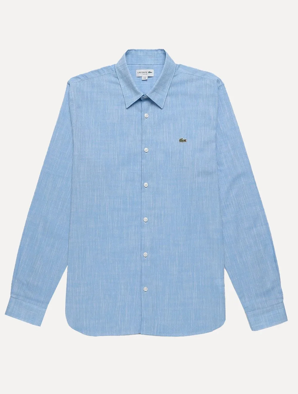 Camisa Lacoste Masculina Slim Fit Cotton Chambray Azul Claro Mescla