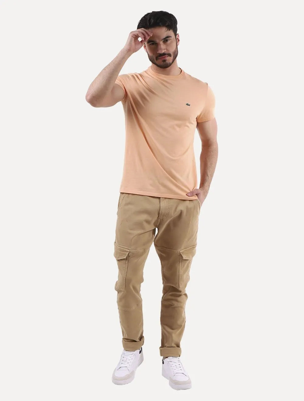 Camiseta Lacoste Masculina Jersey Pima Cotton Salmão