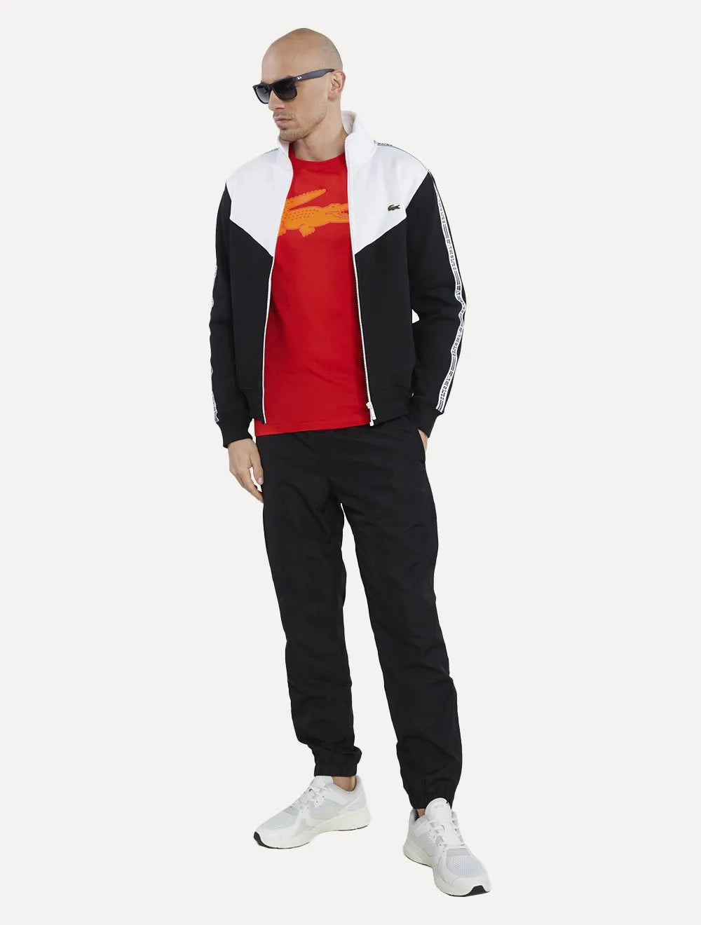 Camiseta Lacoste Masculina Jersey Sport 3D Logo Laranja Escuro