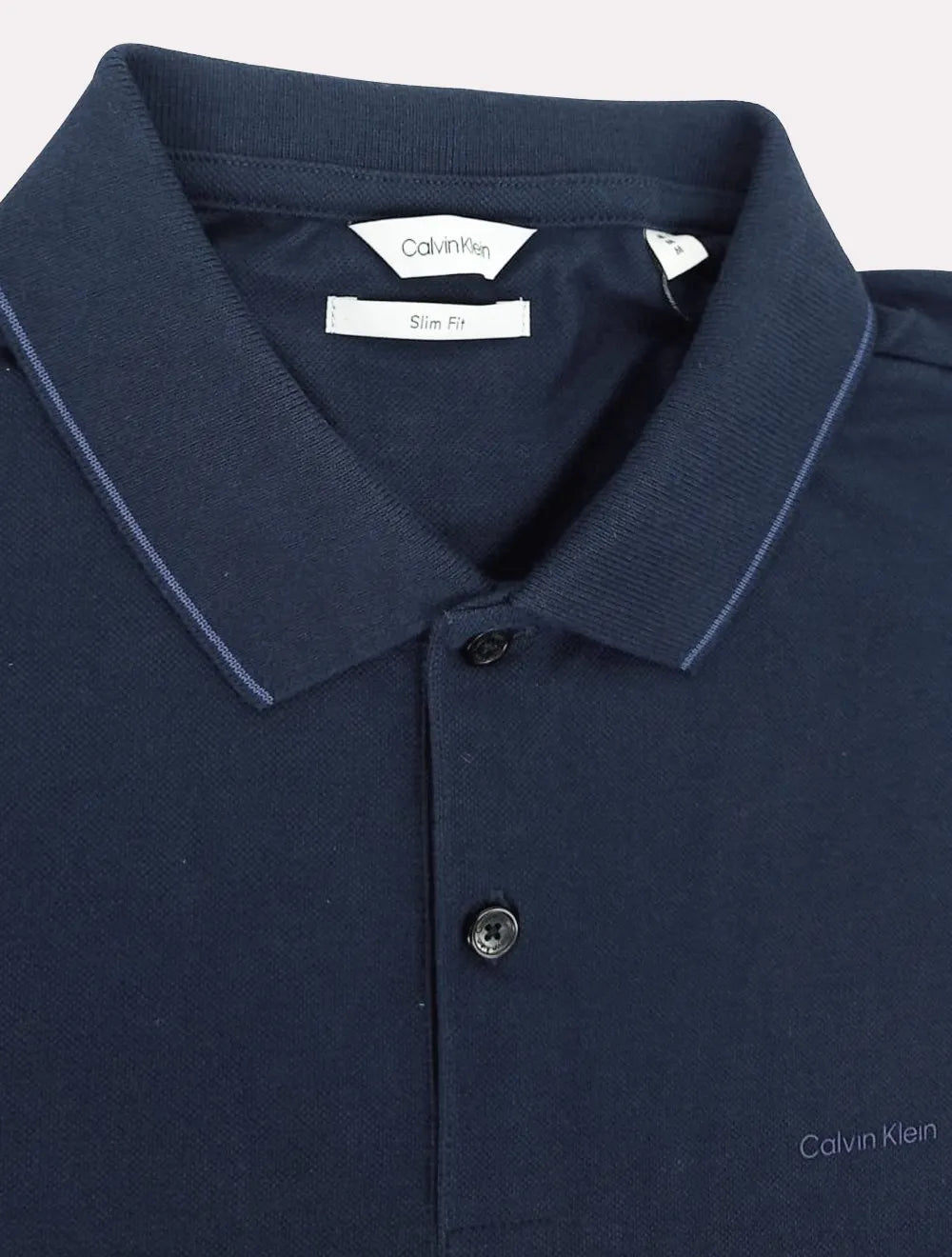 Polo Calvin Klein Masculina Piquet Slim Básica Relevo Azul Marinho