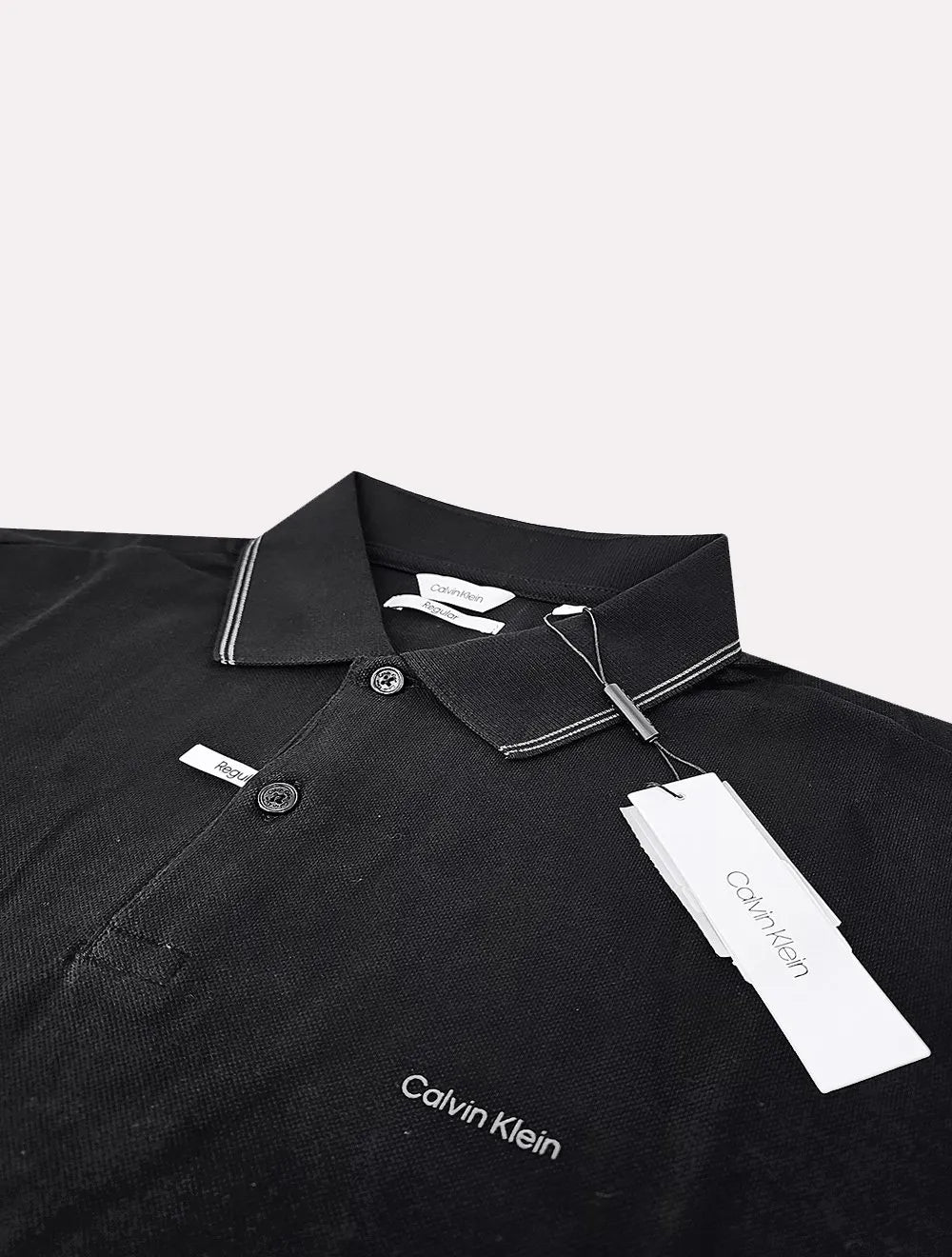 Polo Calvin Klein Masculina Piquet Regular Básica Friso Preta