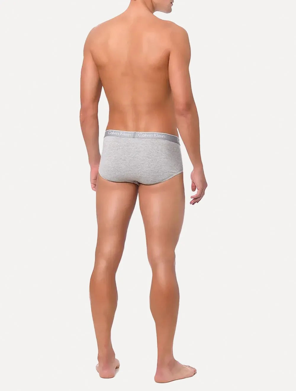 Cuecas Calvin Klein Brief Cotton Print Cinza Mescla Pack 2UN