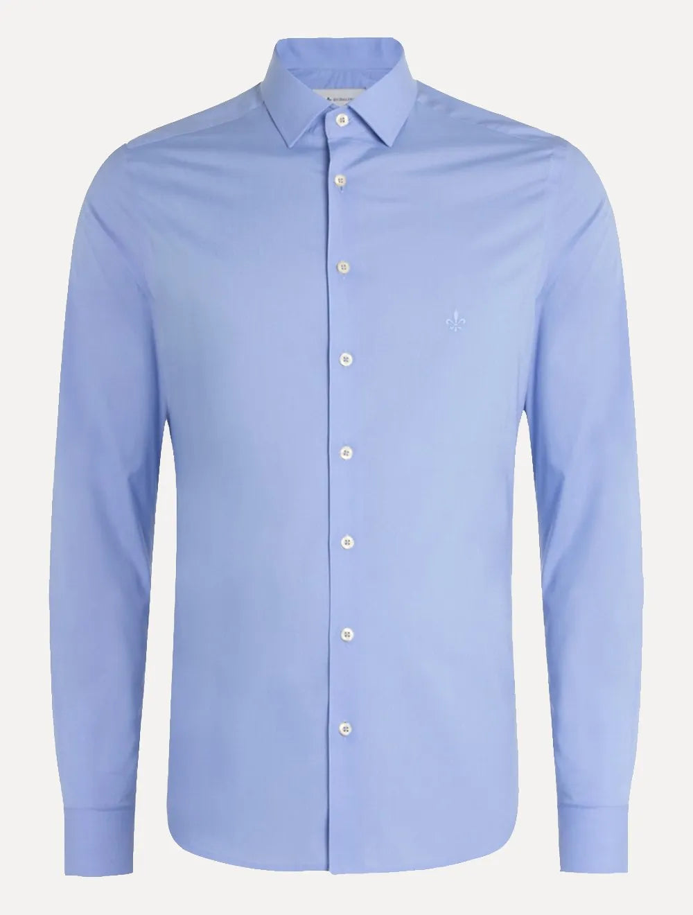 Camisa Dudalina Masculina Milano Tricoline Lisa Stretch Azul Médio
