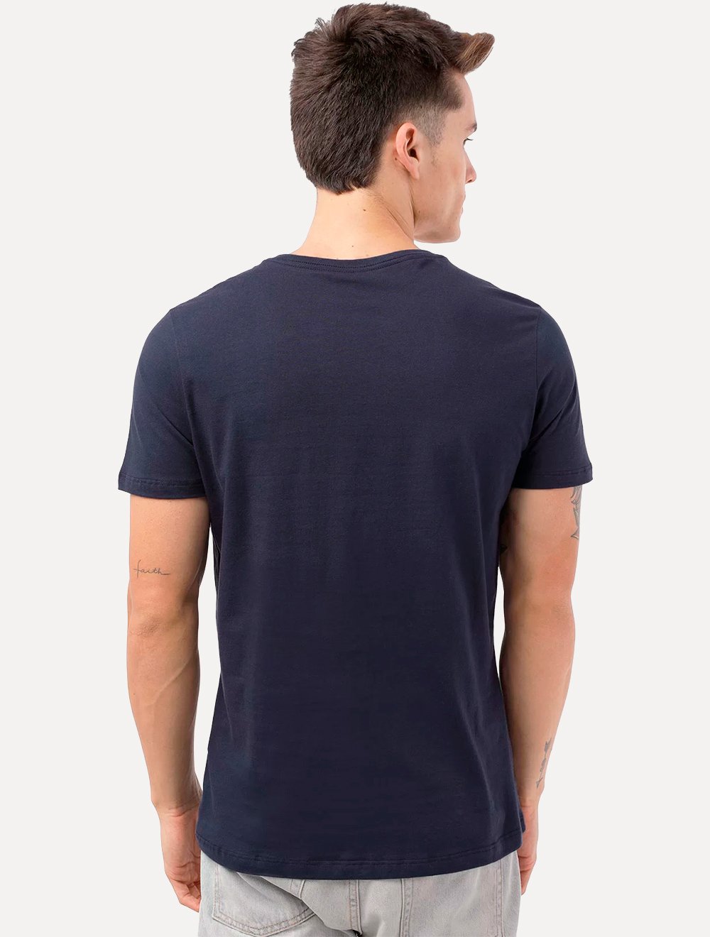 Camiseta Guess Masculina Light Small Silk Logo Azul Marinho