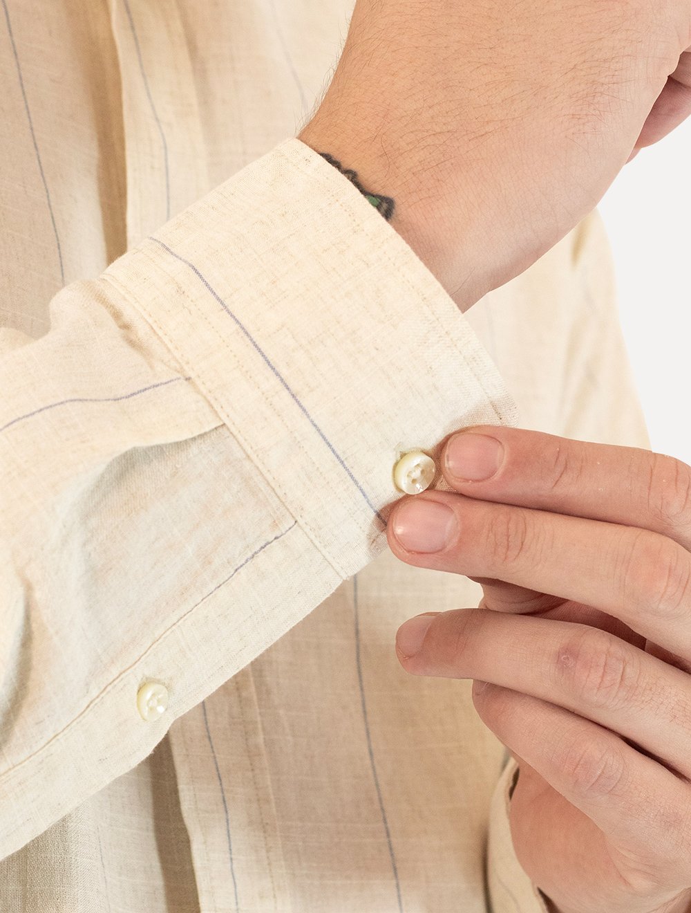 Camisa Aramis Masculina Modal Linho Algodão Visco Areia Mescla