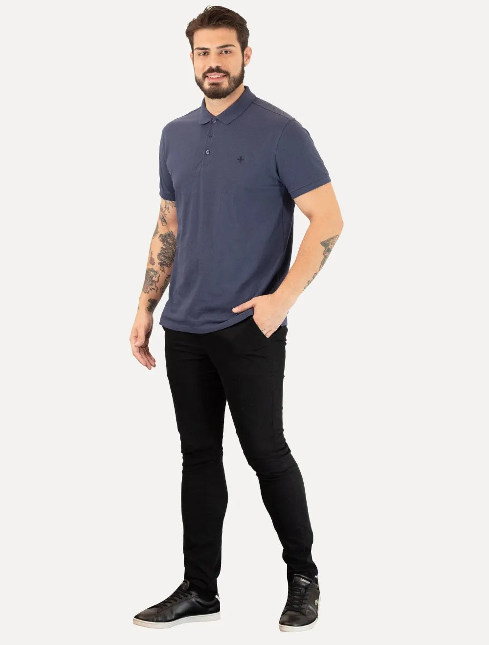 Polo Dudalina Piquet Essentials Cotton Basica Modal Azul Marinho