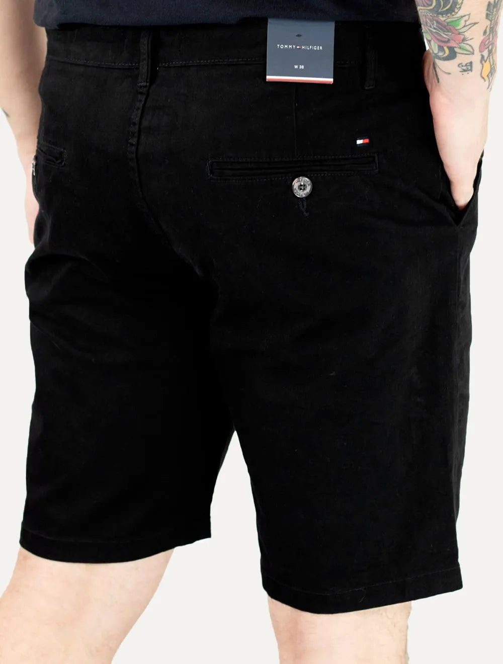 Bermuda Tommy Hilfiger Masculina de Sarja Stretch Preta