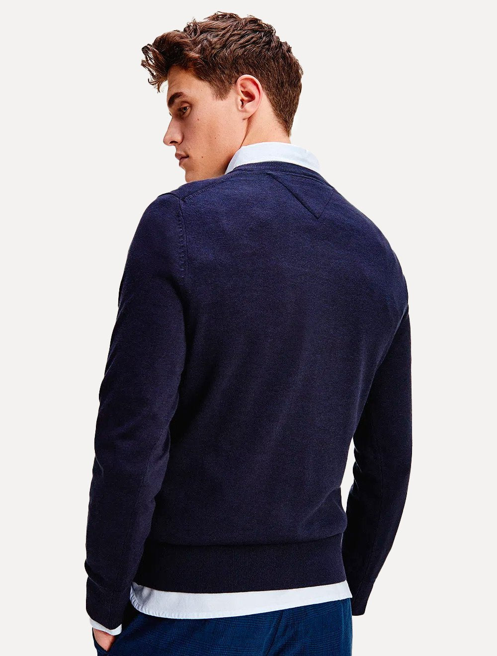 Suéter Tommy Hilfiger Masculino Signature V-Neck Azul Marinho