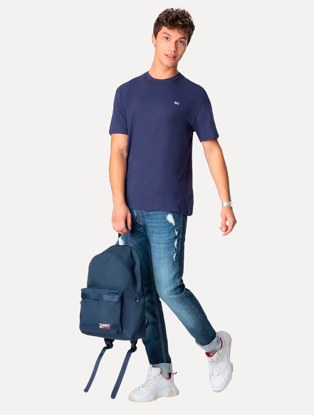 Camiseta Tommy Jeans Masculina Slim C-Neck Flag Azul Marinho