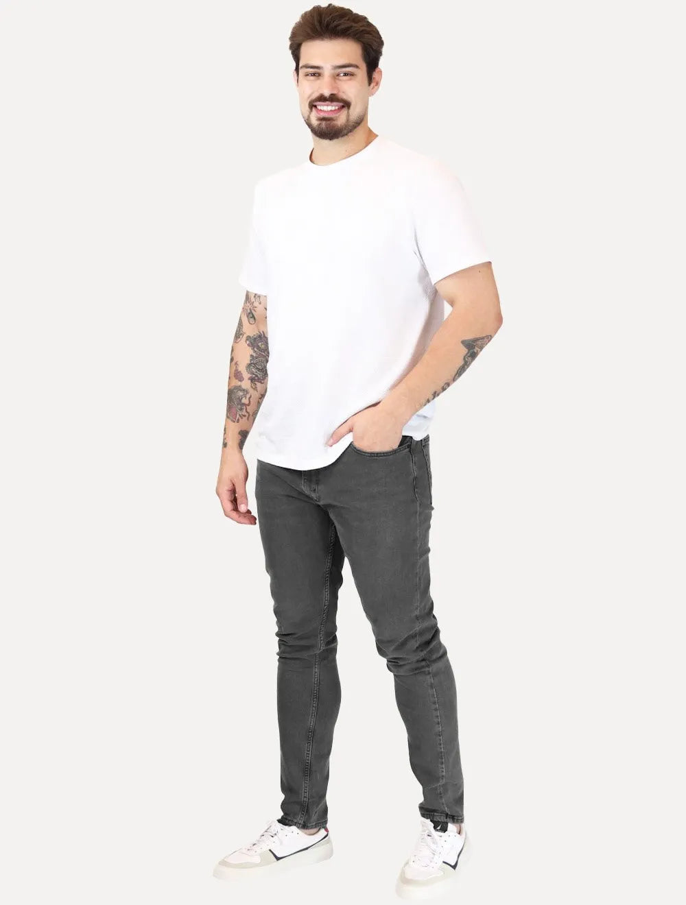 Calça Levis Jeans Masculina 512 Slim Taper Stretch Stanging Cinza Escuro